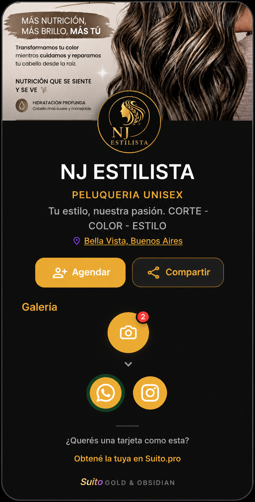 Tarjeta Suito real de NJ Estilista